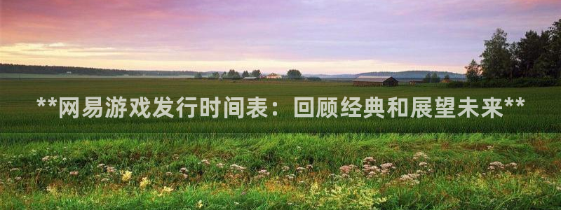 门徒平台开户流程怎么写：**网易游戏发行时间表：回顾经典和展望未来**